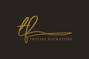 Initial TF Letter Signature Logo Template elegant design logo. Hand drawn Calligraphy lettering Vector illustration.