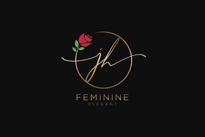 initial JH Feminine logo beauty monogram and elegant logo design, handwriting logo of initial signature, wedding, fashion, floral and botanical with creative template. vector