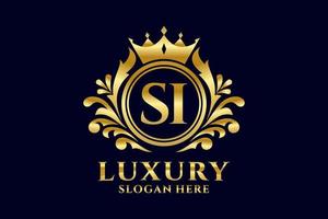 Initial SI Letter Royal Luxury Logo template in vector art for luxurious branding projects and other vector illustration.