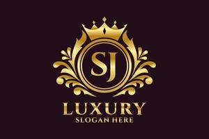 Initial SJ Letter Royal Luxury Logo template in vector art for luxurious branding projects and other vector illustration.