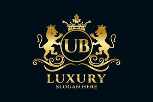 Initial UB Letter Lion Royal Luxury Logo template in vector art for luxurious branding projects and other vector illustration.