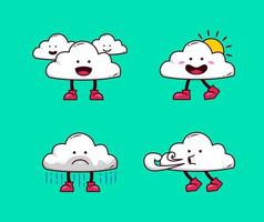 pronóstico del tiempo con ilustración de mascota de dibujos animados de nube vector