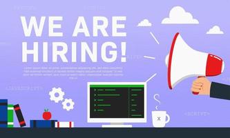 We are hiring Programmer. Recruitment poster ads illustration for computer programmer vector