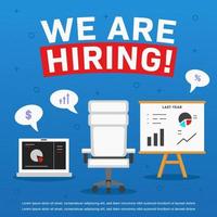 We are hiring poster ads, accountant manager or financial employee millennial job vacancy poster illustration vector