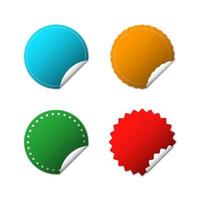 set of cut out round sticker in green, blue, yellow and red vector