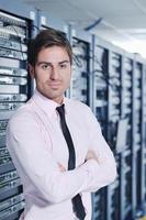 it engineers in network server room photo