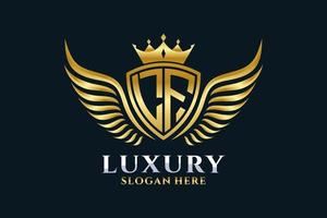 Luxury royal wing Letter LF crest Gold color Logo vector, Victory logo, crest logo, wing logo, vector logo template.