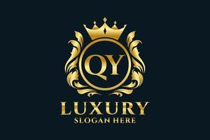 Initial QY Letter Royal Luxury Logo template in vector art for luxurious branding projects and other vector illustration.