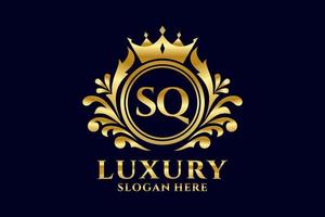 Initial SQ Letter Royal Luxury Logo template in vector art for luxurious branding projects and other vector illustration.
