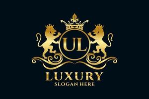 Initial ULLetter Lion Royal Luxury Logo template in vector art for luxurious branding projects and other vector illustration.