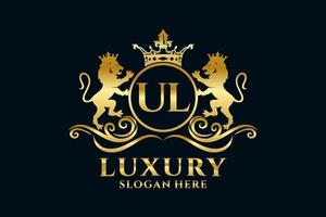 Initial ULLetter Lion Royal Luxury Logo template in vector art for luxurious branding projects and other vector illustration.