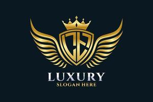 Luxury royal wing Letter LT crest Gold color Logo vector, Victory logo, crest logo, wing logo, vector logo template.