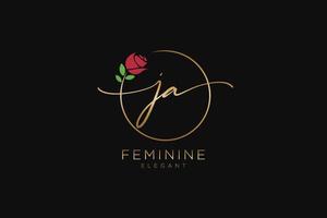 monograma de belleza del logotipo femenino ja inicial y diseño de logotipo elegante, logotipo de escritura a mano de la firma inicial, boda, moda, floral y botánica con plantilla creativa. vector