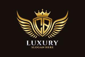 Luxury royal wing Letter LB crest Gold color Logo vector, Victory logo, crest logo, wing logo, vector logo template.