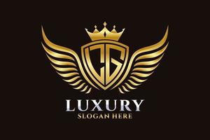 Luxury royal wing Letter LG crest Gold color Logo vector, Victory logo, crest logo, wing logo, vector logo template.