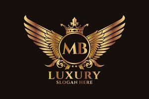 Luxury royal wing Letter MB crest Gold color Logo vector, Victory logo, crest logo, wing logo, vector logo template.