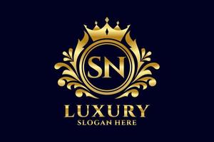 Initial SN Letter Royal Luxury Logo template in vector art for luxurious branding projects and other vector illustration.