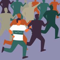 running man with many peoples in minimalism style vector