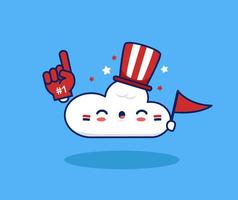 Cute cloud give support with number one glove  illustration, cloud internet technology sport fan supporter concept vector