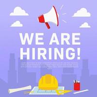 Recruitment for architect and civil engineering poster in square format size. We are hiring poster promotion information adverstising vector