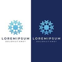 Logo template design abstract blue snowflake or cold elements with outline.Logo for winter,icons,ice,cold. vector