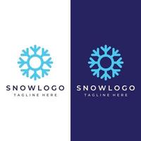 diseño de plantilla de logotipo copo de nieve azul abstracto o elementos fríos con contorno.logotipo para invierno, iconos, hielo, frío. vector