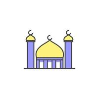 Blue Mosque with two towers in rounded line illustration vector