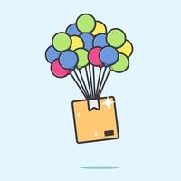 package box delivery from air by balloon illustration vector