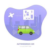 Autonomous driverless car modern art illustration vector
