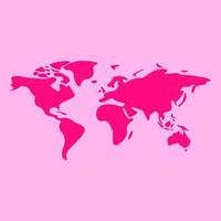 Pink cute simple shape world map vector illustration design