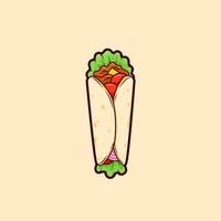 tortilla de kebab envuelta ilustración vectorial aislada vector
