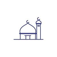 Simple small mosque in rounded line illustration vector