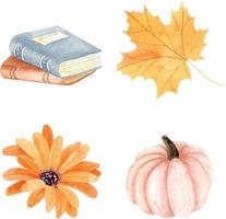 Watercolor autumn set clipart vector