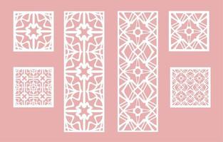 Wall panel set. Room screens and dividers design. Laser cut panel vector. Cutout silhouette with geometric pattern, ideal for paper cut card printing, engraving,  wood, metal, stencil. vector