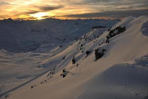 mountain snow sunset photo