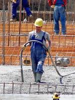 vista del trabajador de la construcción foto