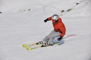 skiing at winter season photo