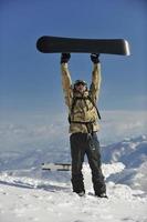 Skiers on mountain photo