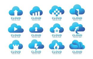 colección de logotipos de empresas y empresas en la nube vector