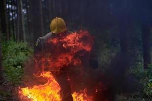 Firefighter in action photo