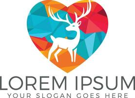 Deer heart shape vector logo design.