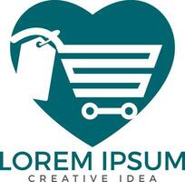 Heart shaped Shopping cart vector logo design. Love shopping sign.