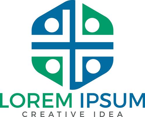 People church vector logo design template . Medical cross logotype design.