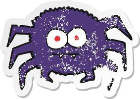 retro distressed sticker of a cartoon spider vector