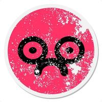 sad staring face circular sticker vector