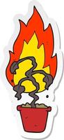 sticker of a cartoon burning plant vector