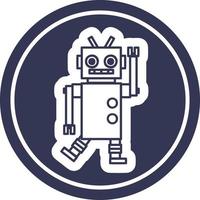 dancing robot circular icon vector