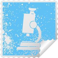 distressed square peeling sticker symbol science microscope vector