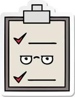 sticker of a cute cartoon check list vector