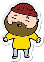 sticker of a cartoon happy bearded man vector